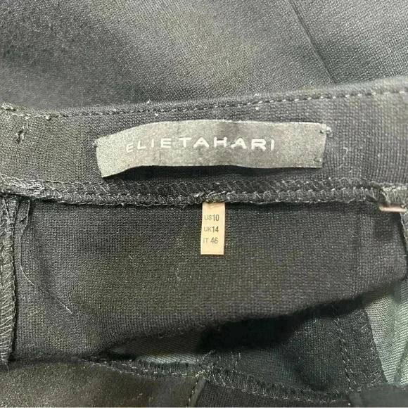 Elie Tahari Women Chic Style Leather Black Mini Skirt zipper closure size US 10 - Picture 5 of 12
